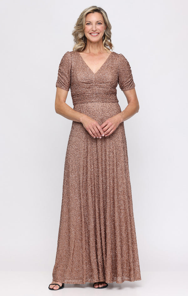 V-Neck Floor-Length Sequin Evening A-Line Alex Evenings 82961055