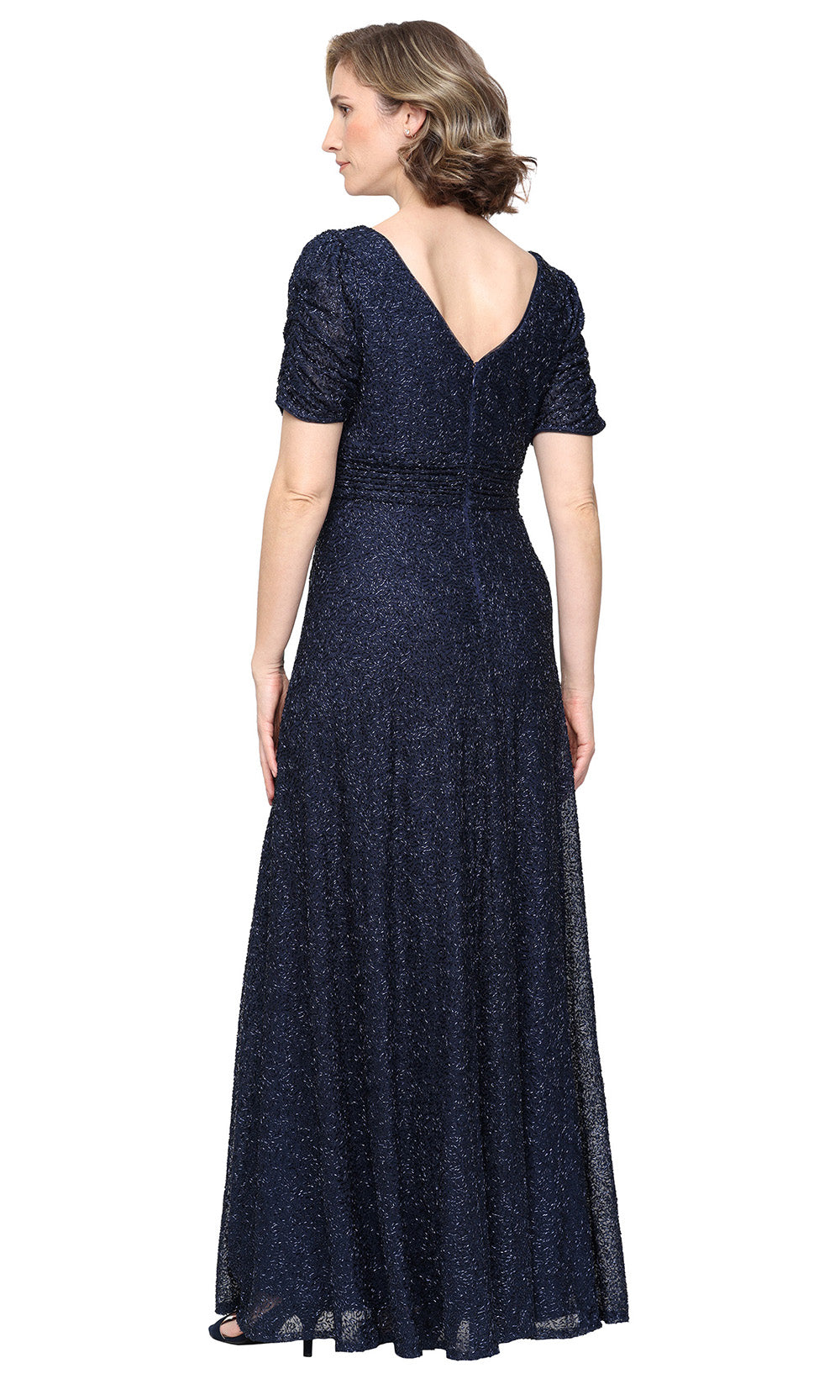 V-Neck Floor-Length Mesh Formal A-Line Alex Evenings 81961055
