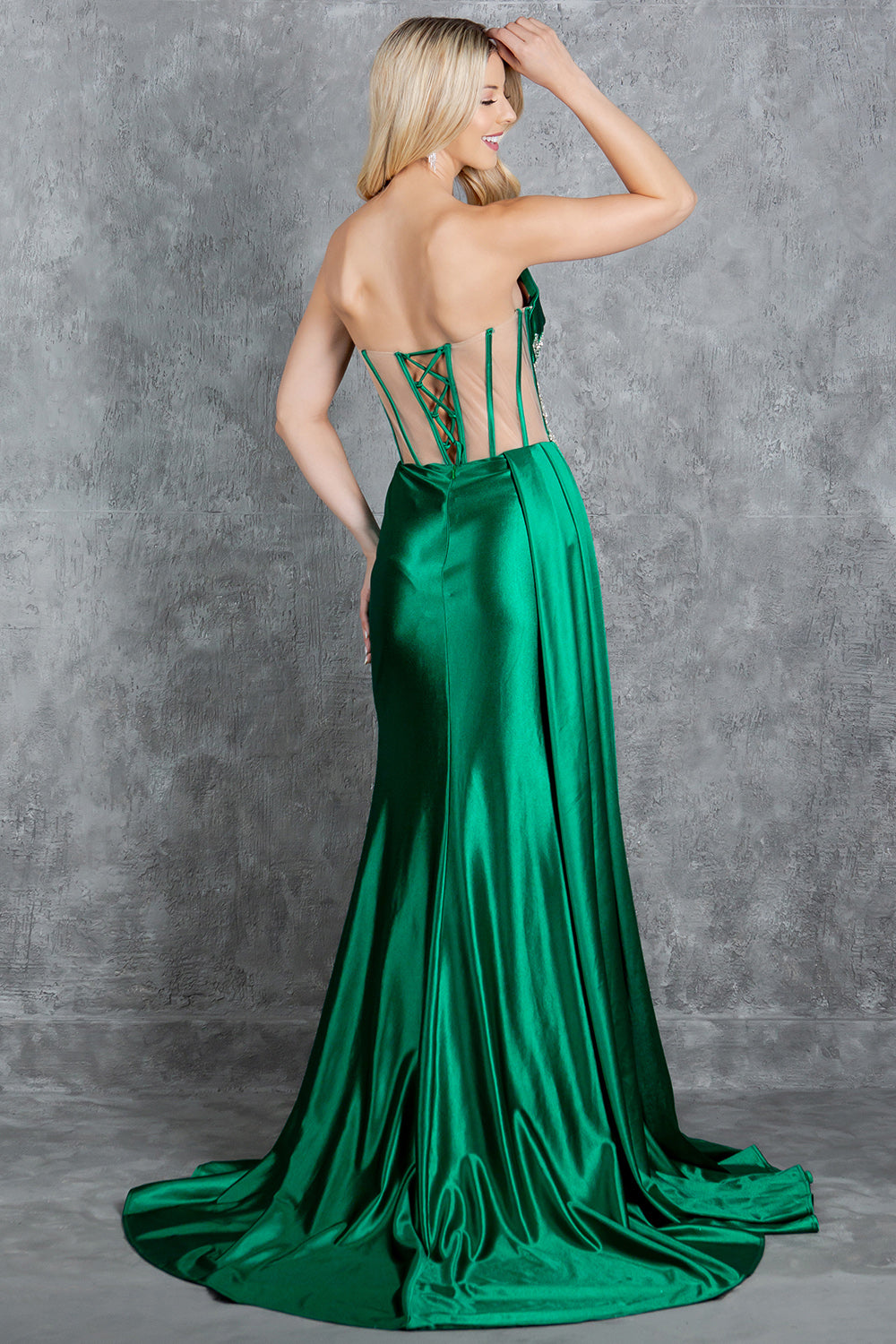 Prom Dresses Long Prom Formal Fitted Slit Evening Dress Emerald