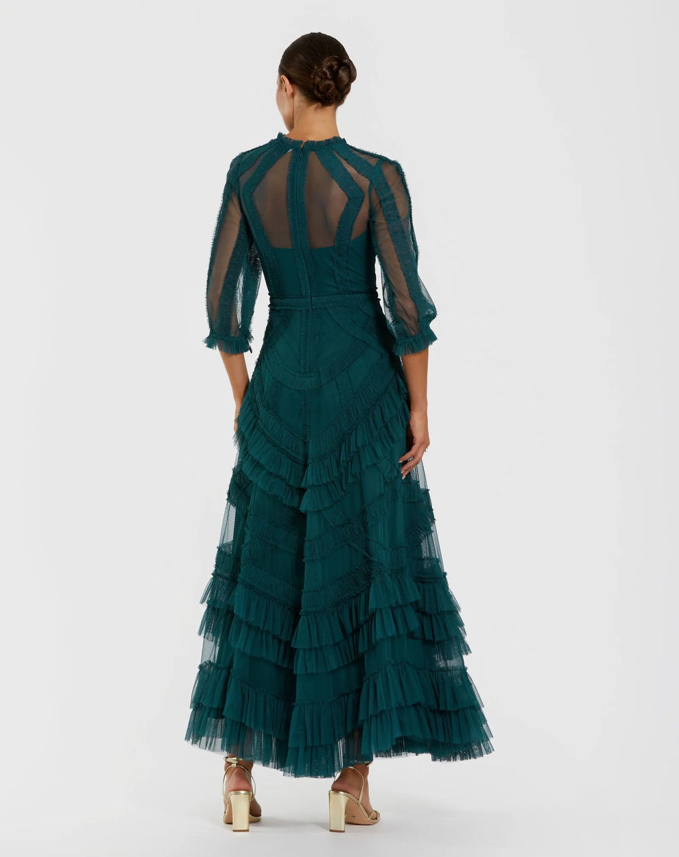 Cocktail Dresses Tea Length Ruffle Short Evening Cocktail Dress Mac Duggal 8251 Teal
