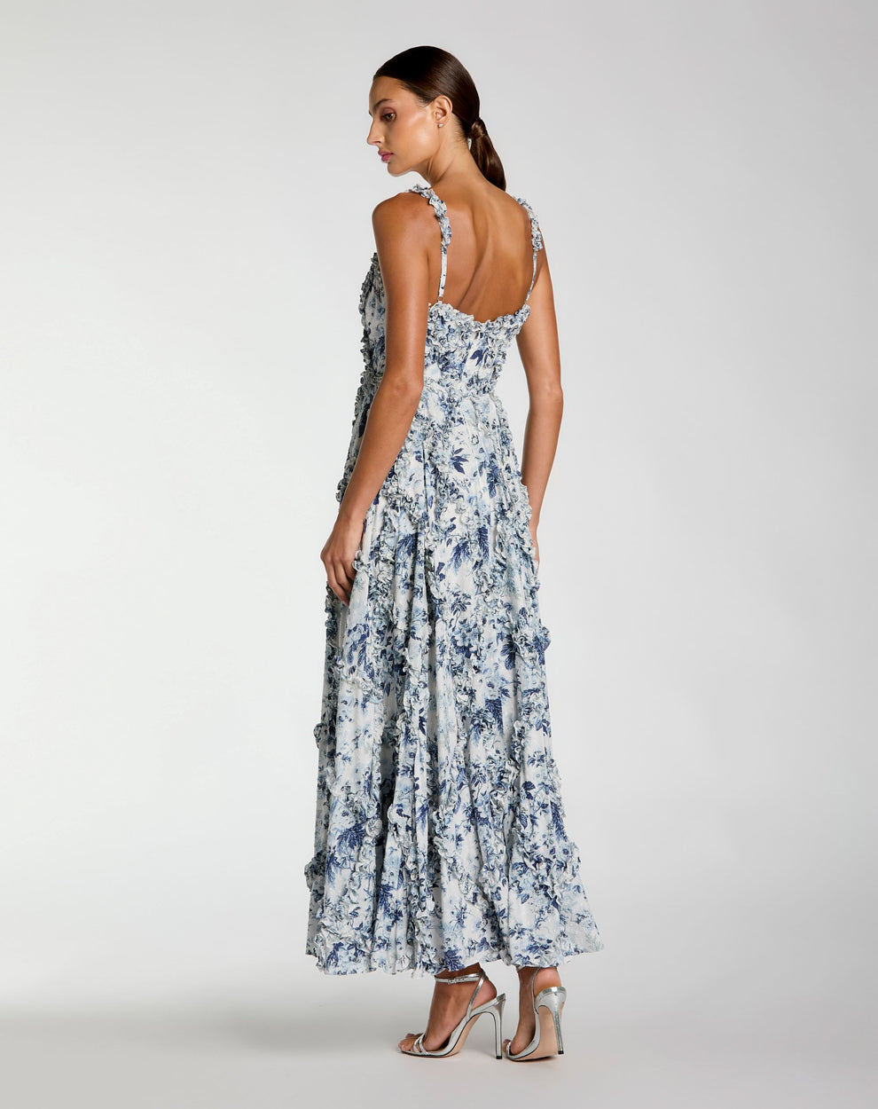Cocktail Dresses Short Ruffle Tea Length Floral Cocktail Dress Mac Duggal 8256 White Multi
