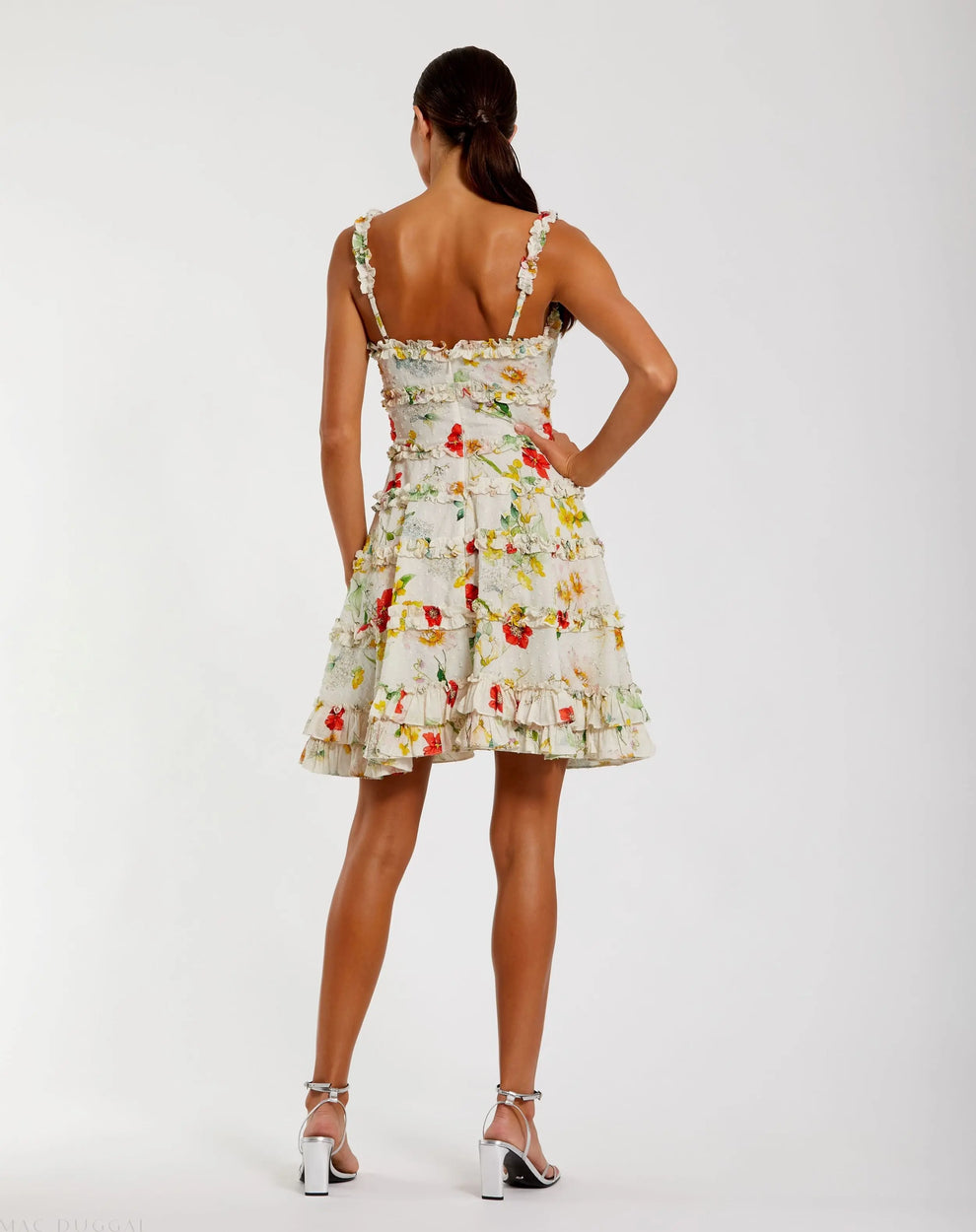 Cocktail Dresses Floral Print Short Homecoming Mini Cocktail Dress Ivory Multi