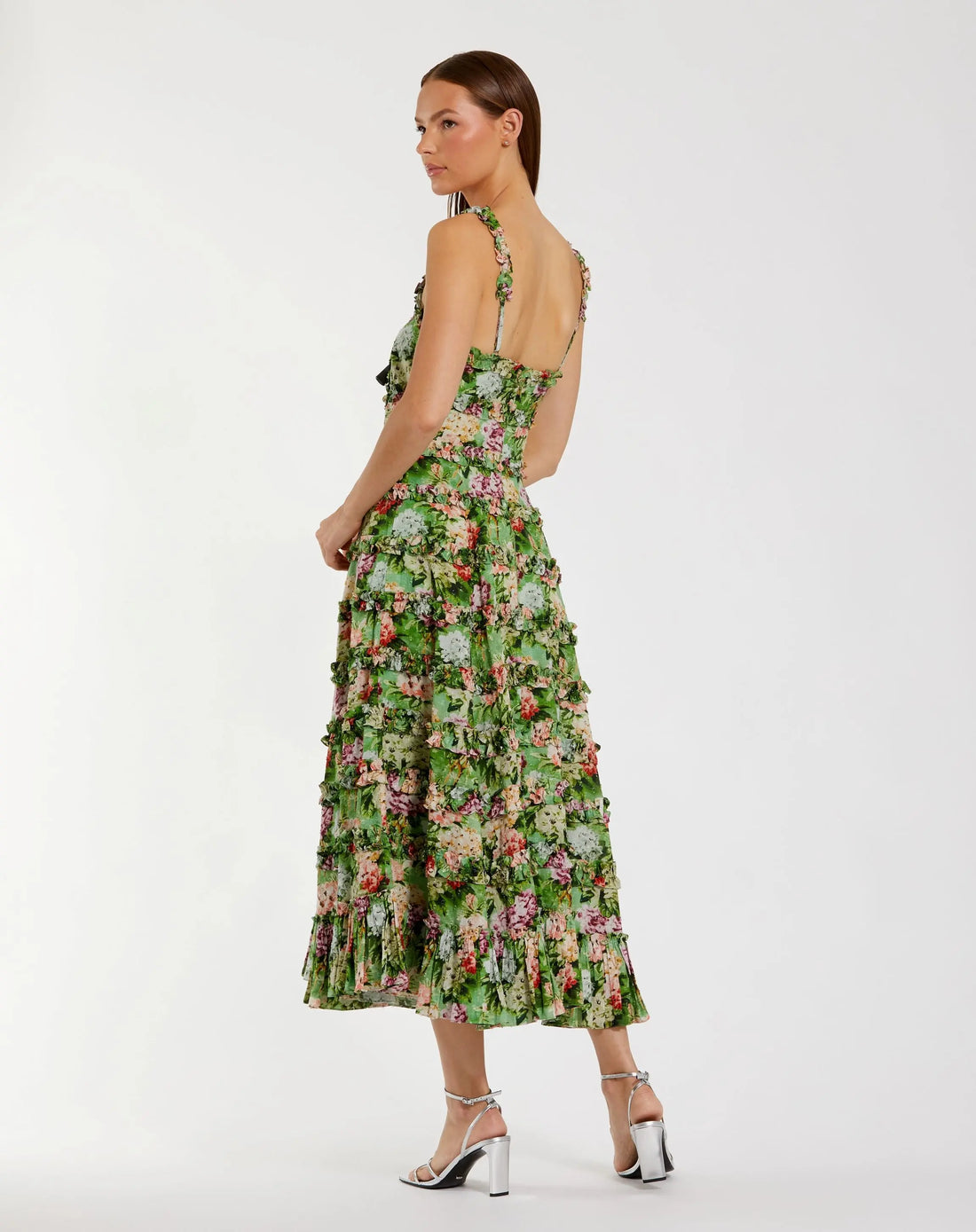 Cocktail Dresses Homecoming Midi Short Ruffle Cocktail Dress Green Multi