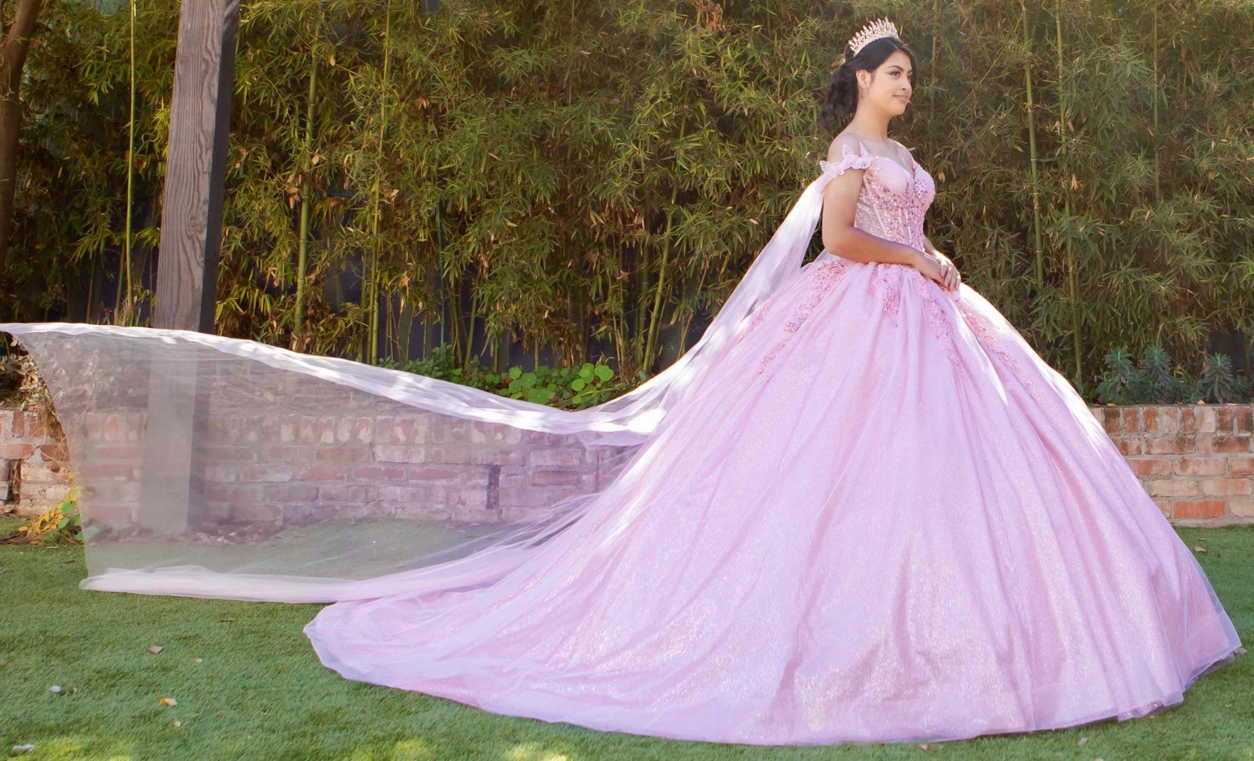 Quinceniera Dresses Floral Sequin Ball Gown Quinceanera Dress Cinderella Couture 8270J Rosegold