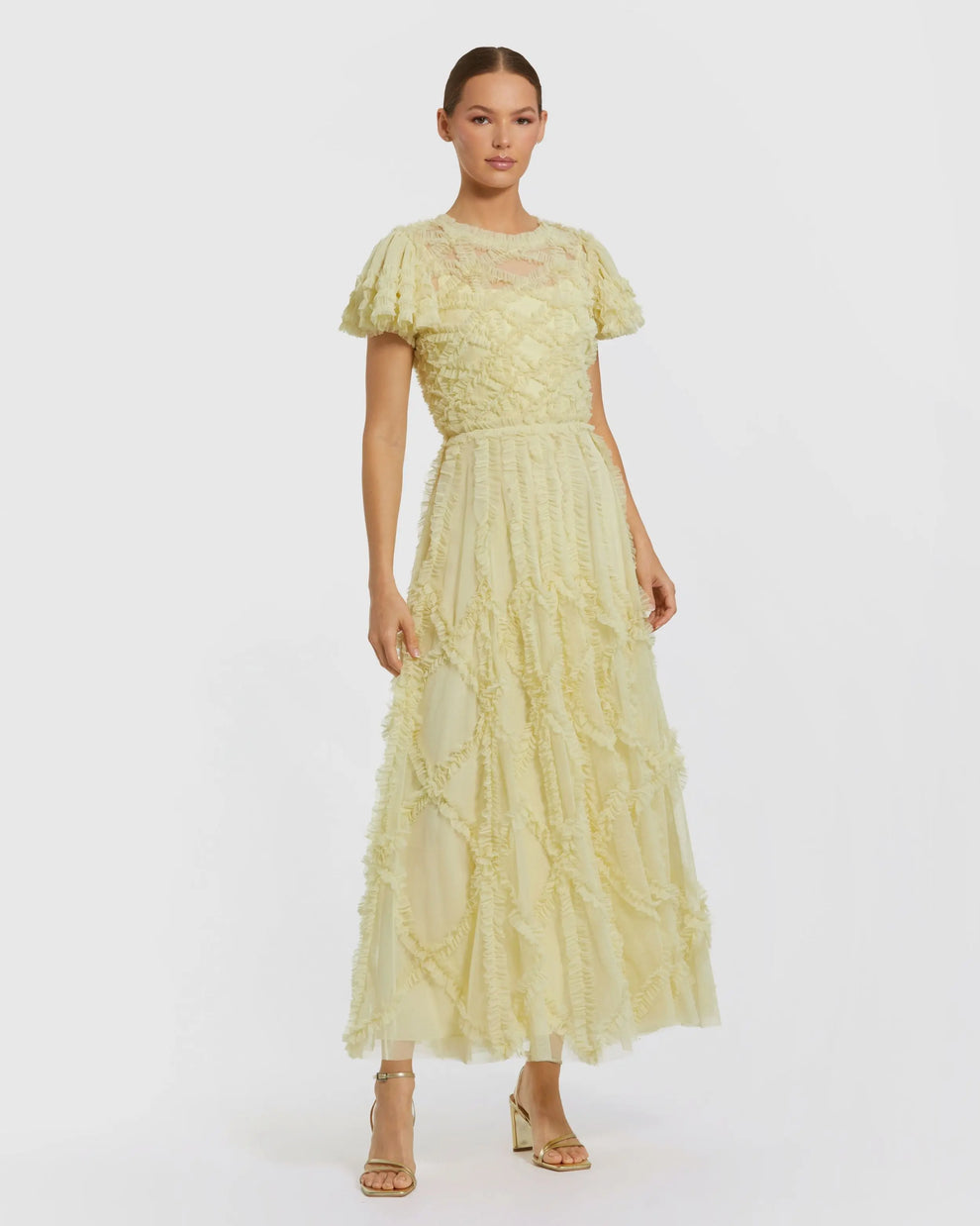 Cocktail Dresses Homecoming Ruffle Midi Short Cocktail Dress Buttercup