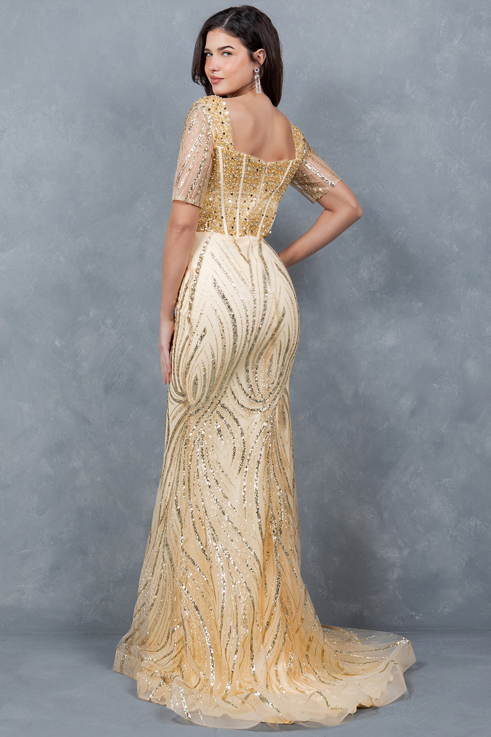 Mother of the Bride Dresses Sequin Long Beaded Formal Mother of the Bride Dress Cinderella Couture 8293M Champagne