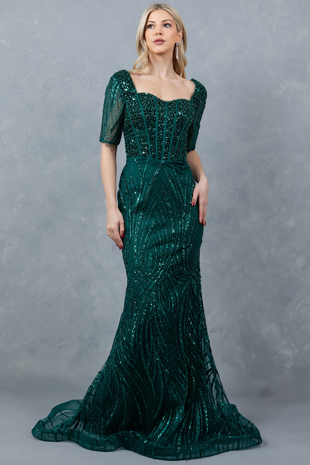 Mother of the Bride Dresses Sequin Long Beaded Formal Mother of the Bride Dress Cinderella Couture 8293M Hunter Green