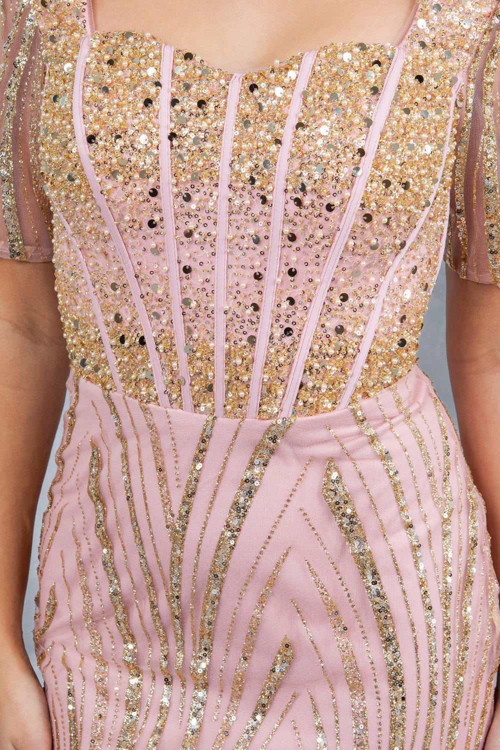 Mother of the Bride Dresses Sequin Long Beaded Formal Mother of the Bride Dress Cinderella Couture 8293M Rosegold