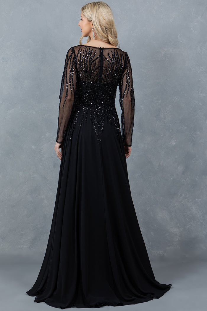 Formal Dresses A Line Long Formal Sequin Dress Black