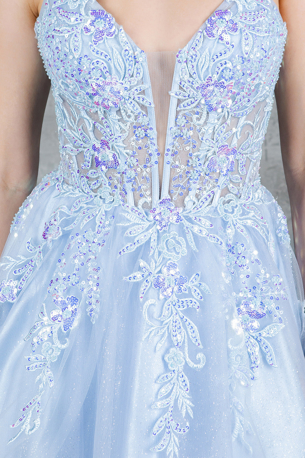 Cocktail Dresses Floral Lace Applique Short A Line Cocktail Dress Cinderella Couture 8298J Blue