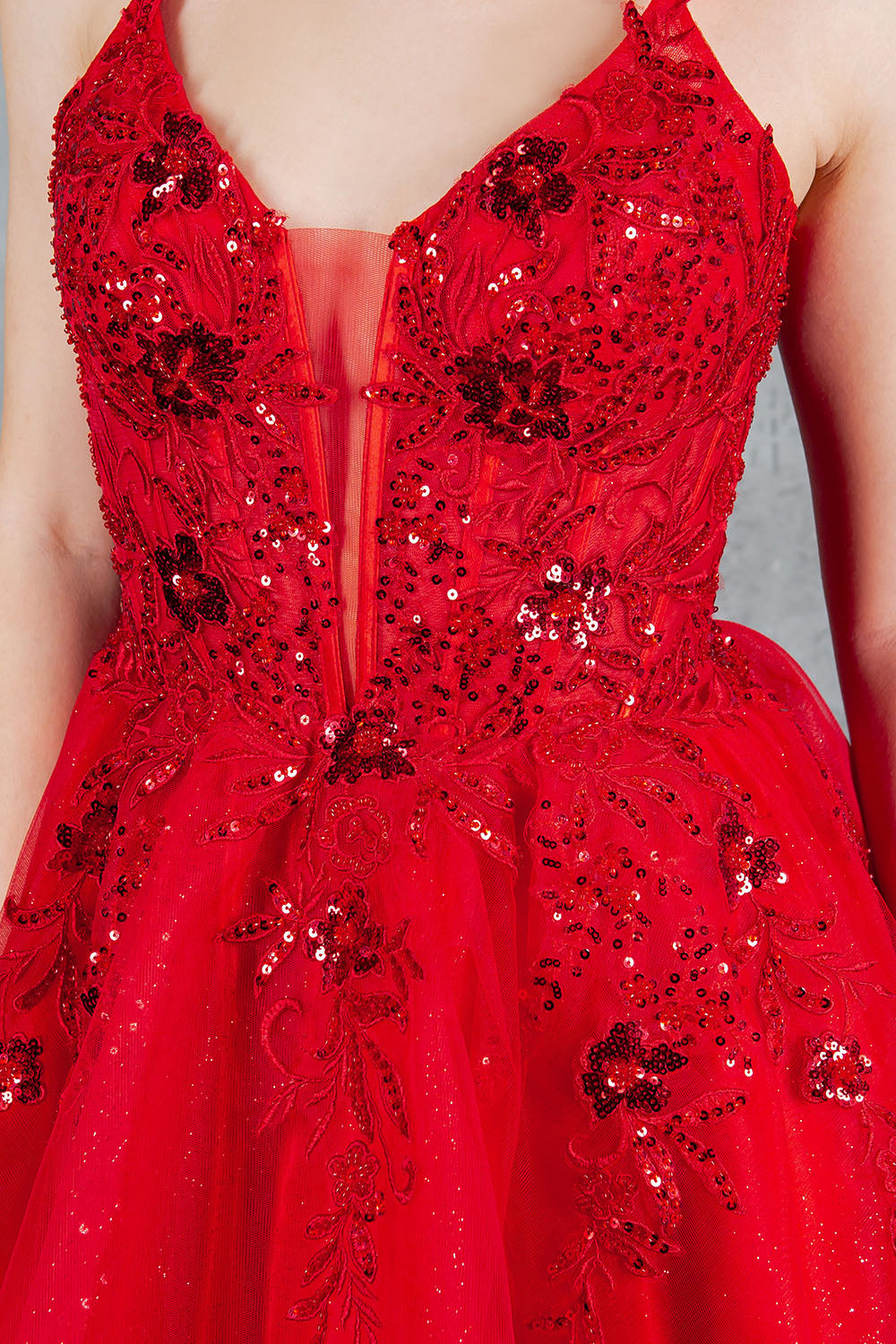 Cocktail Dresses Floral Lace Applique Short A Line Cocktail Dress Cinderella Couture 8298J Red