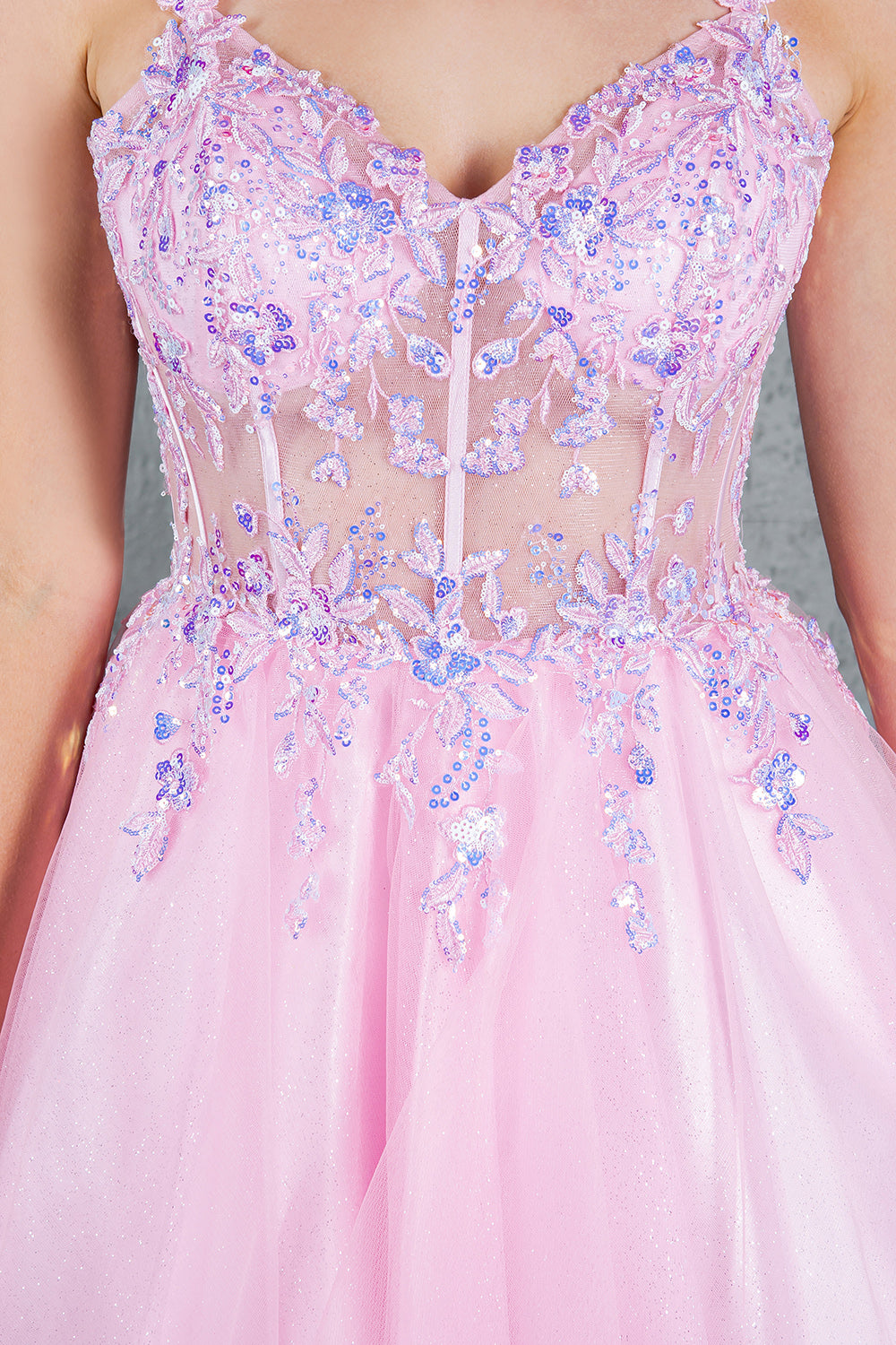Cocktail Dresses A Line Floral Applique Short Homecoming Dress Cinderella Couture 8305J Pink