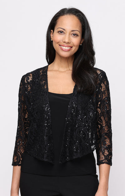 Crew/High-Neck Lace Jacket Formal Occasion Alex Evenings 83122861