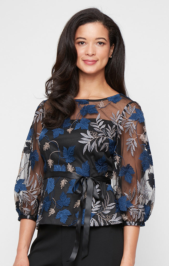 Alex Evenings 82171865 Crew/High-Neck Mesh Formal