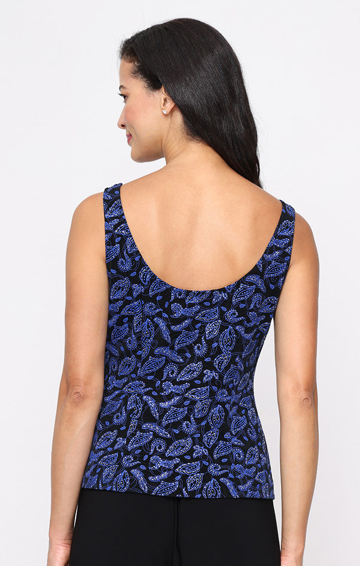 Top Glitter Print Formal Top Black Royal