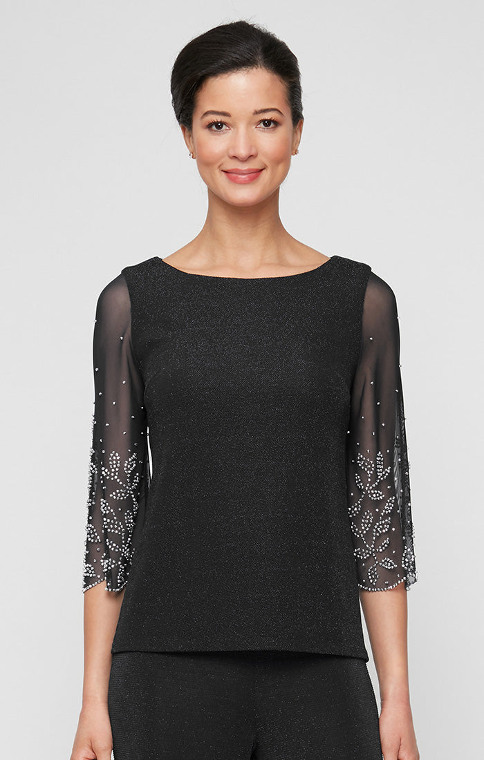 Top Plus Size Metallic Formal Top BLACK