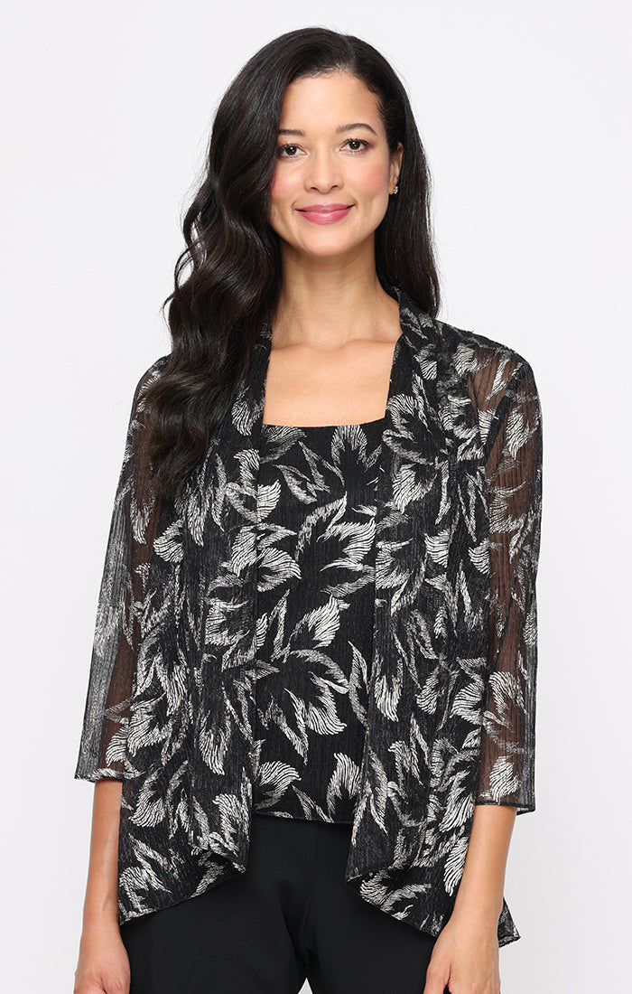 Top Evening Formal Metallic Top Black Gold