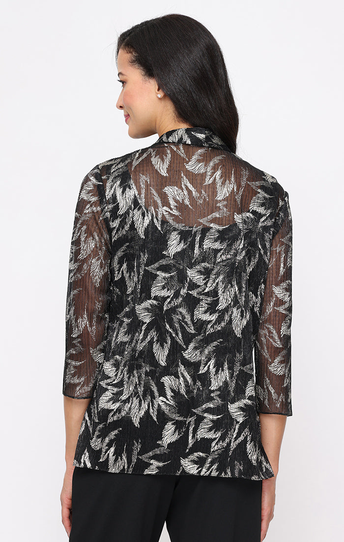 Top Evening Formal Metallic Top Black Gold