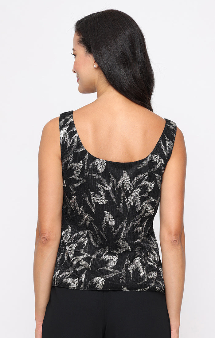 Top Evening Formal Metallic Top Black Gold