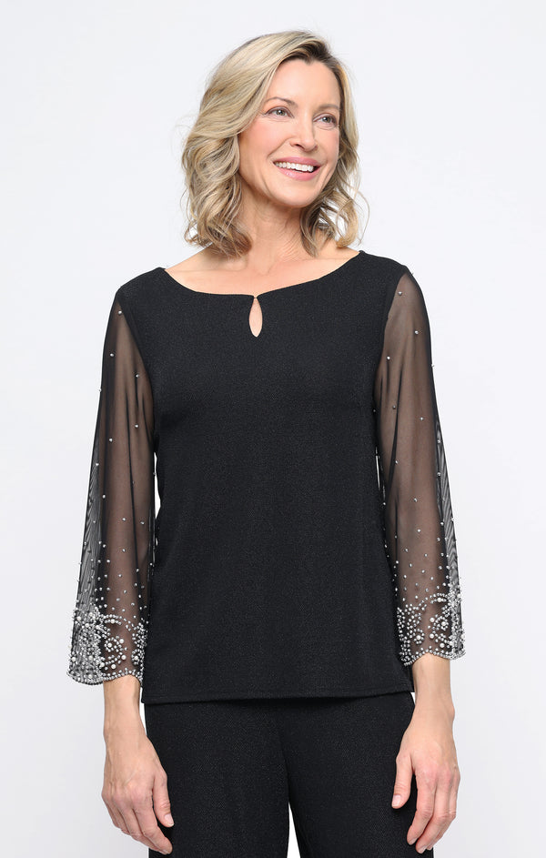 3/4 Sleeve Metallic Knit Blouse Alex Evenings 8327902