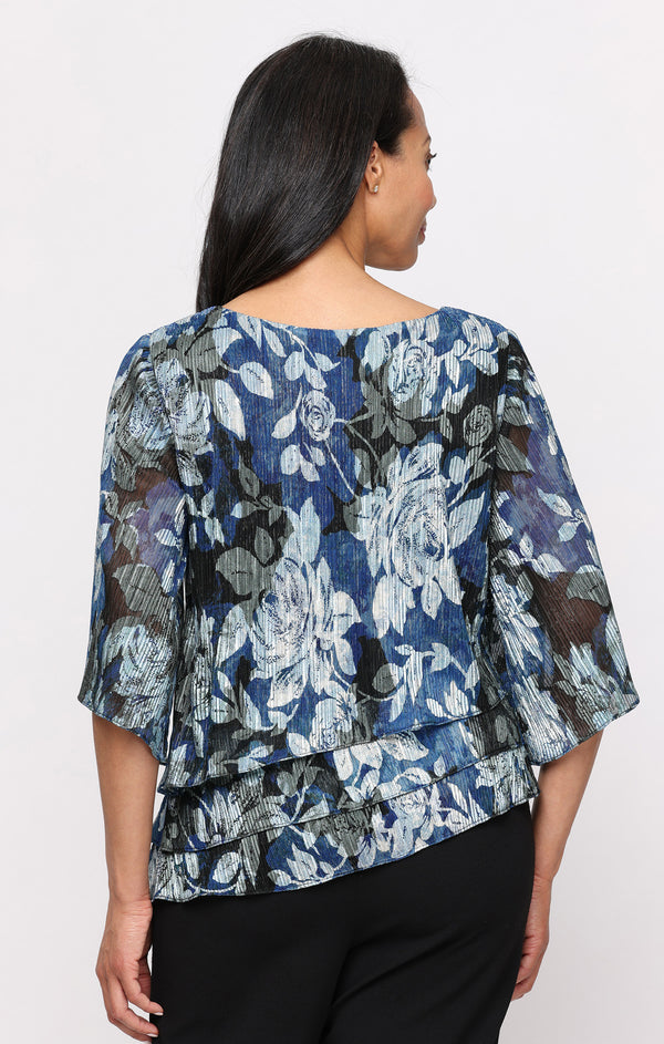 Alex Evenings 8227909 Crew/High-Neck Chiffon Formal