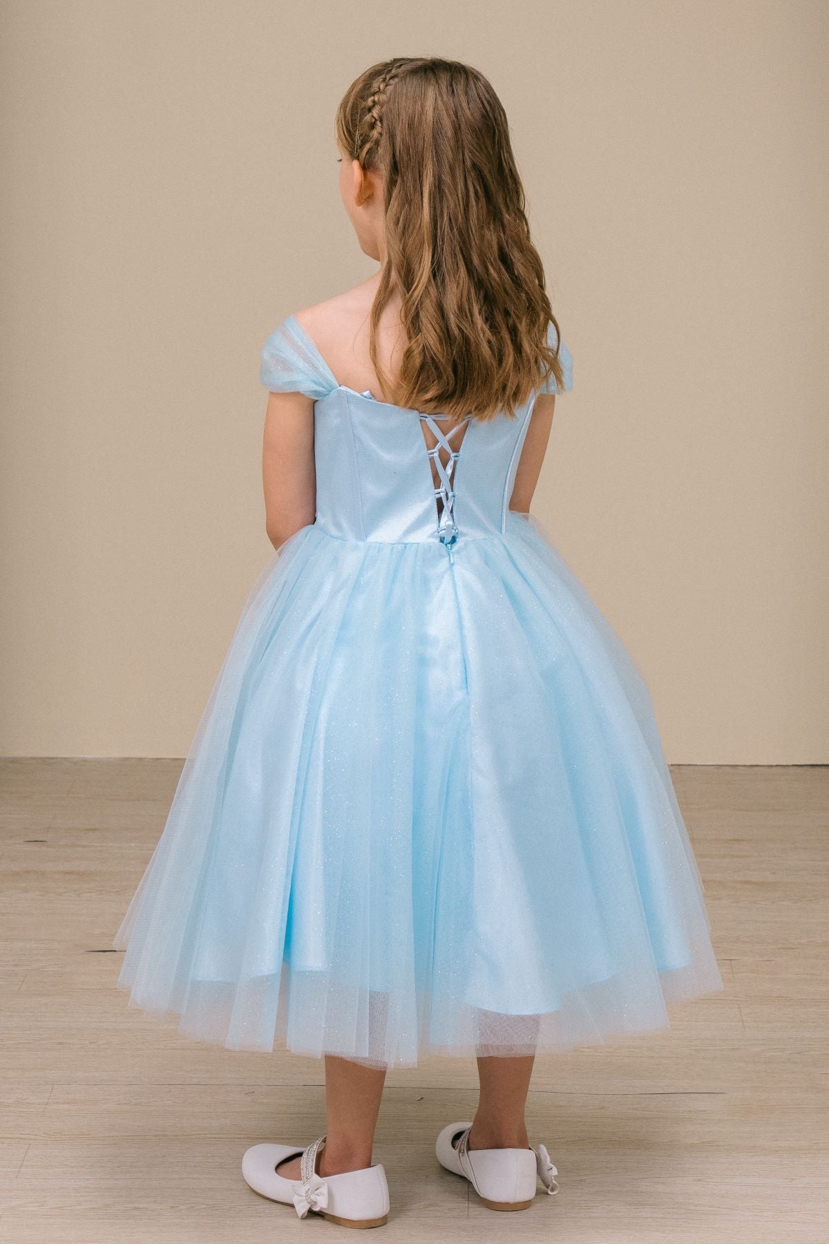 Flower Girl Dresses Beaded Corset A Line Flower Girl Dress Blue