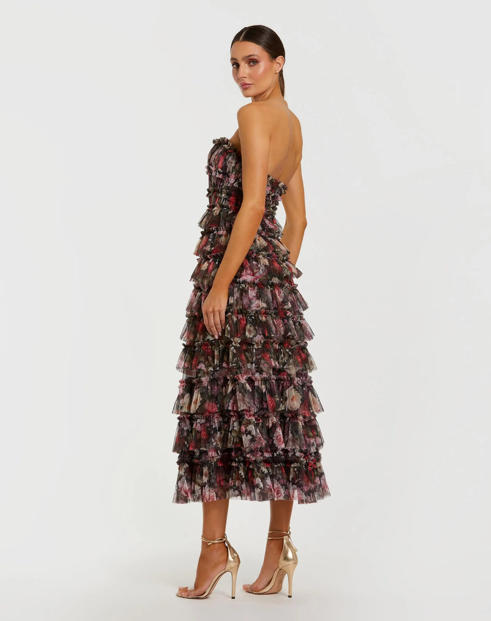 Cocktail Dress Sequin Floral Ruffle Cocktail Dress Black Multi