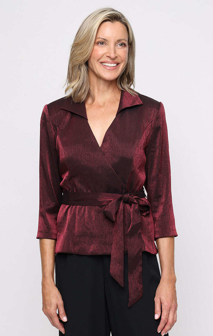Top Fitted Evening Formal Top Wine