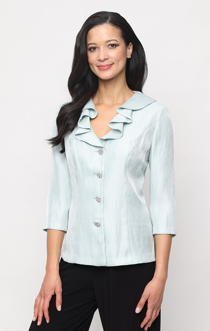 V-Neck Midi Mikado Formal Sheath/Column Jacket Top Alex Evenings 8355317