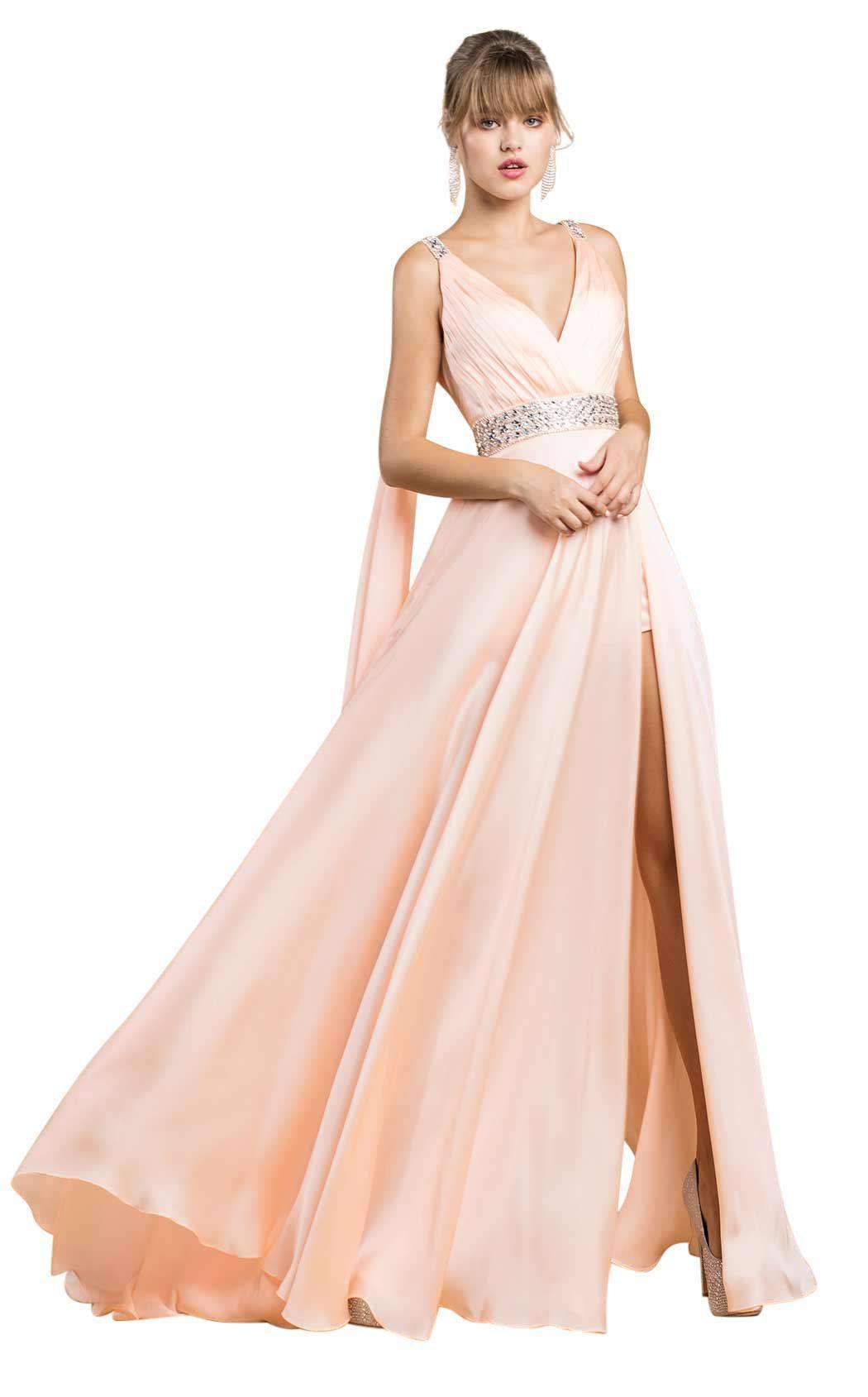 V-Neck Floor-Length Satin Prom Mermaid LaDivine A0065