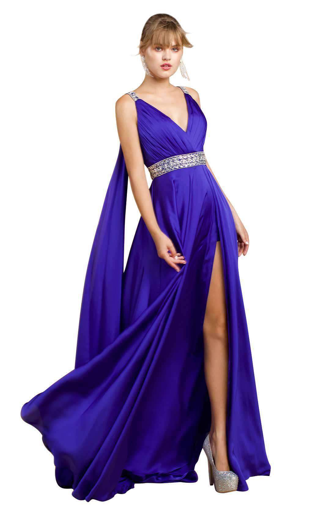 V-Neck Floor-Length Satin Prom Mermaid LaDivine A0065