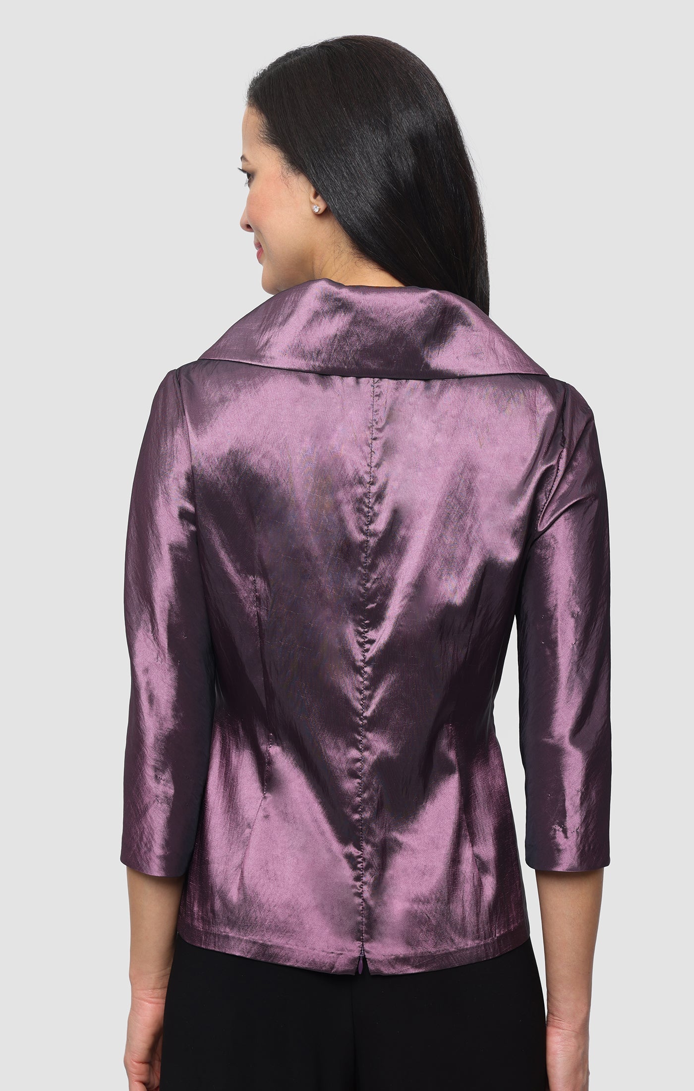 V-Neck Iridescent Satin Formal Fit & Flare Jacket Top Alex Evenings 8365376