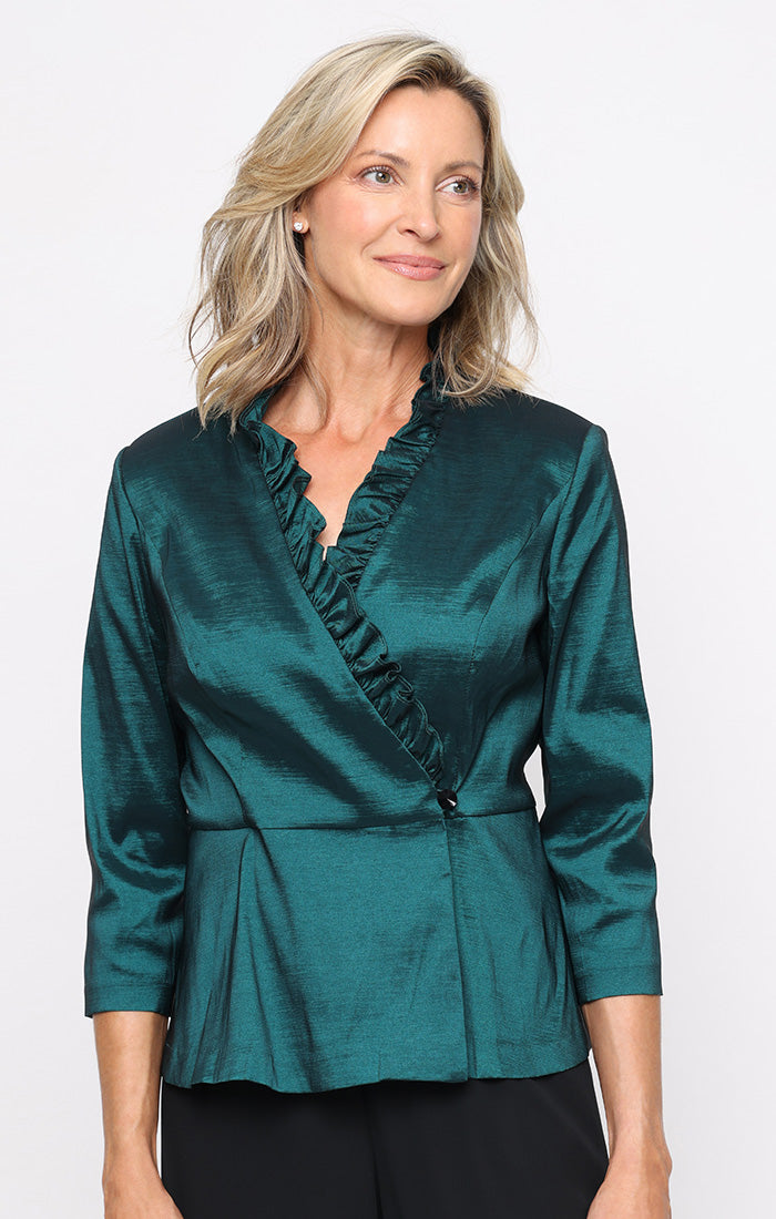 Top Formal Ruffle Top Emerald Green