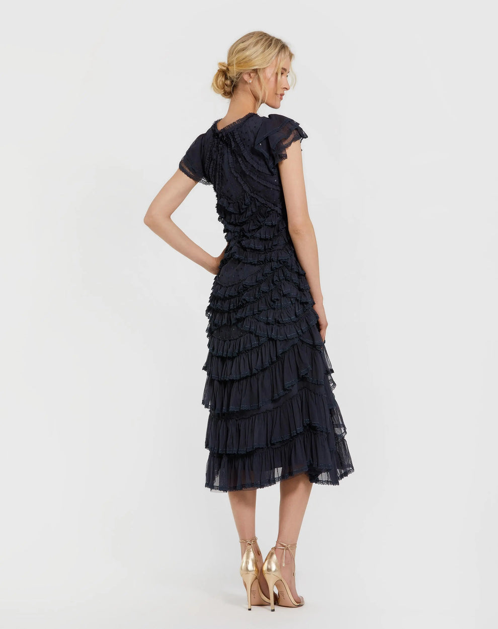 Cocktail Dresses Sequin Ruffle Cocktail Dress Navy