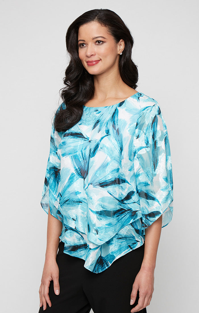 Top Top Printed Formal Blouse Aqua Multi