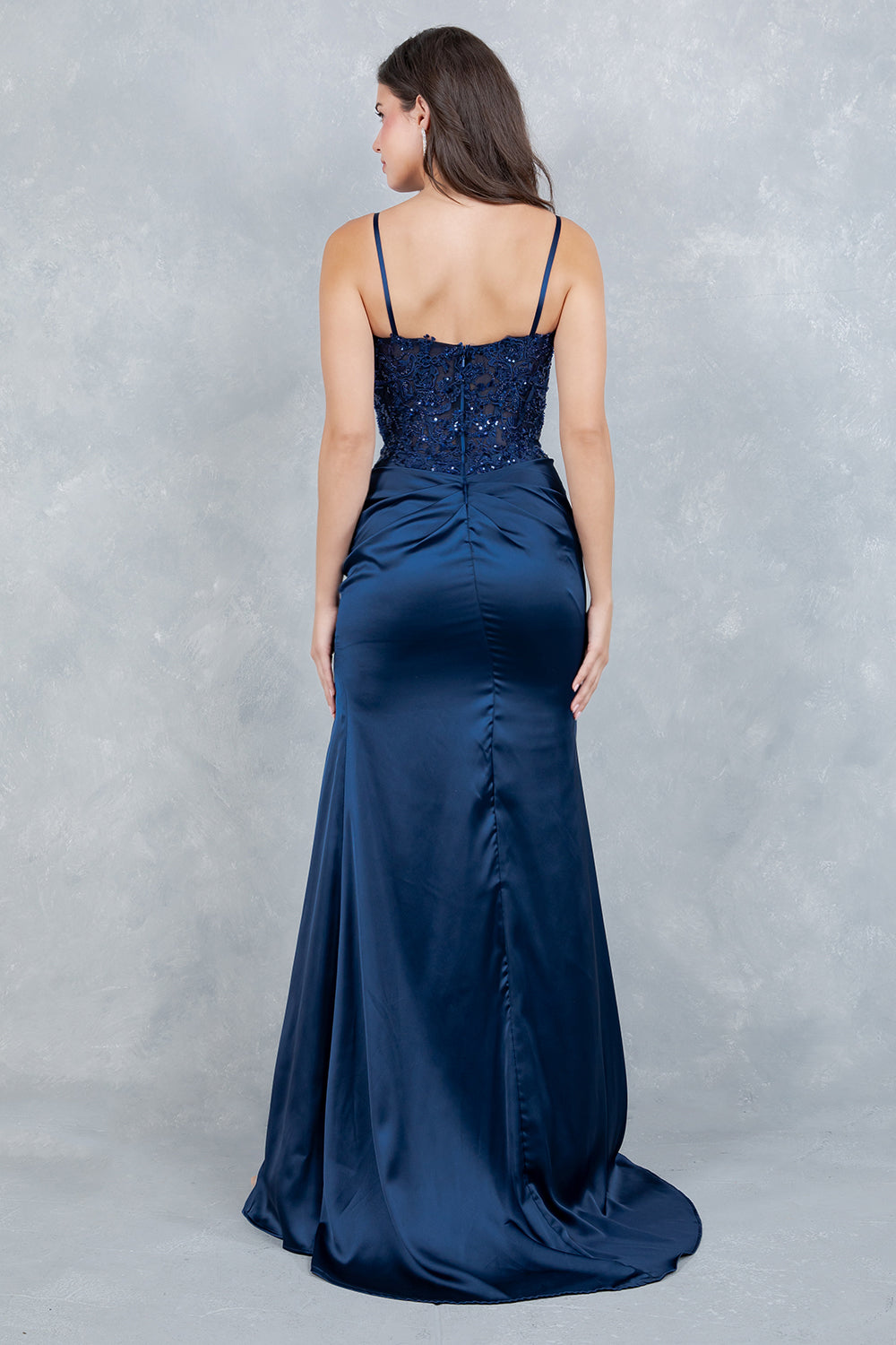 Prom Dresses Long Formal Sequin Lace Prom Dress Cinderella Couture 8377J Navy