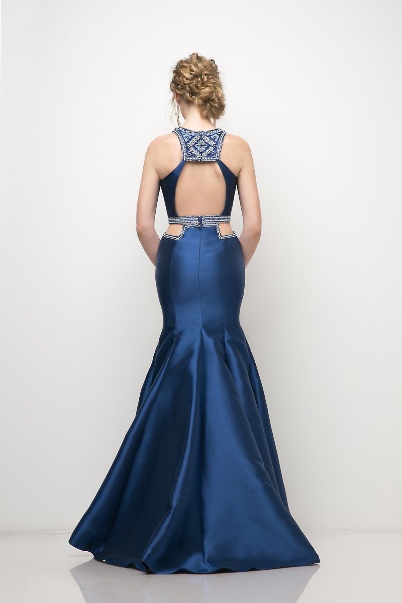 Prom Dresses Mermaid Formal Long Beaded Prom Dress Navy