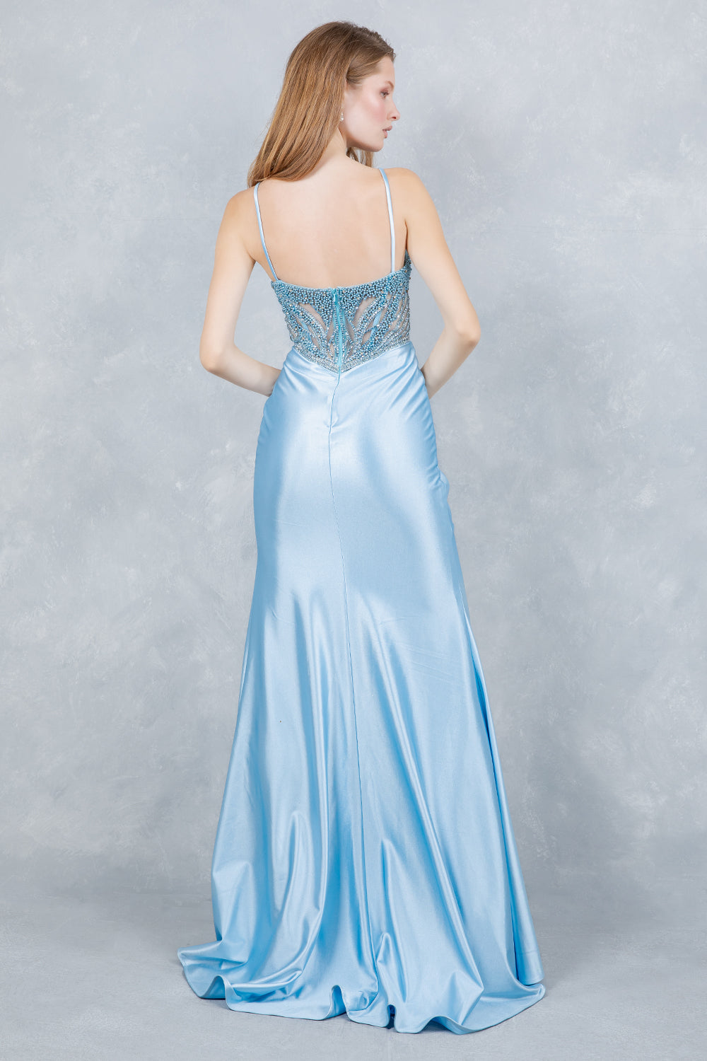 Prom Dresses Long Formal Mermaid Beaded Prom Dress Cinderella Couture 8379J Dusty Blue