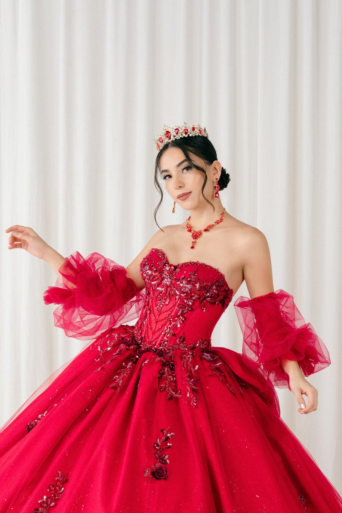 Quinceniera Dresses Long Glitter Corset Quinceanera Dress Cinderella Couture 8380J Burgundy