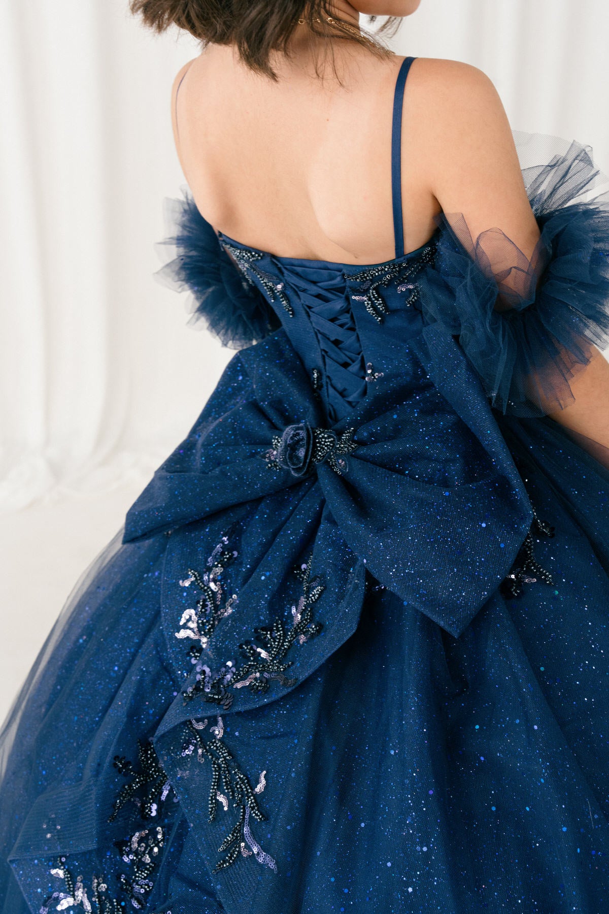 Flower Girl Dresses Applique Lace Beaded Floral Flower Girl Dress Navy