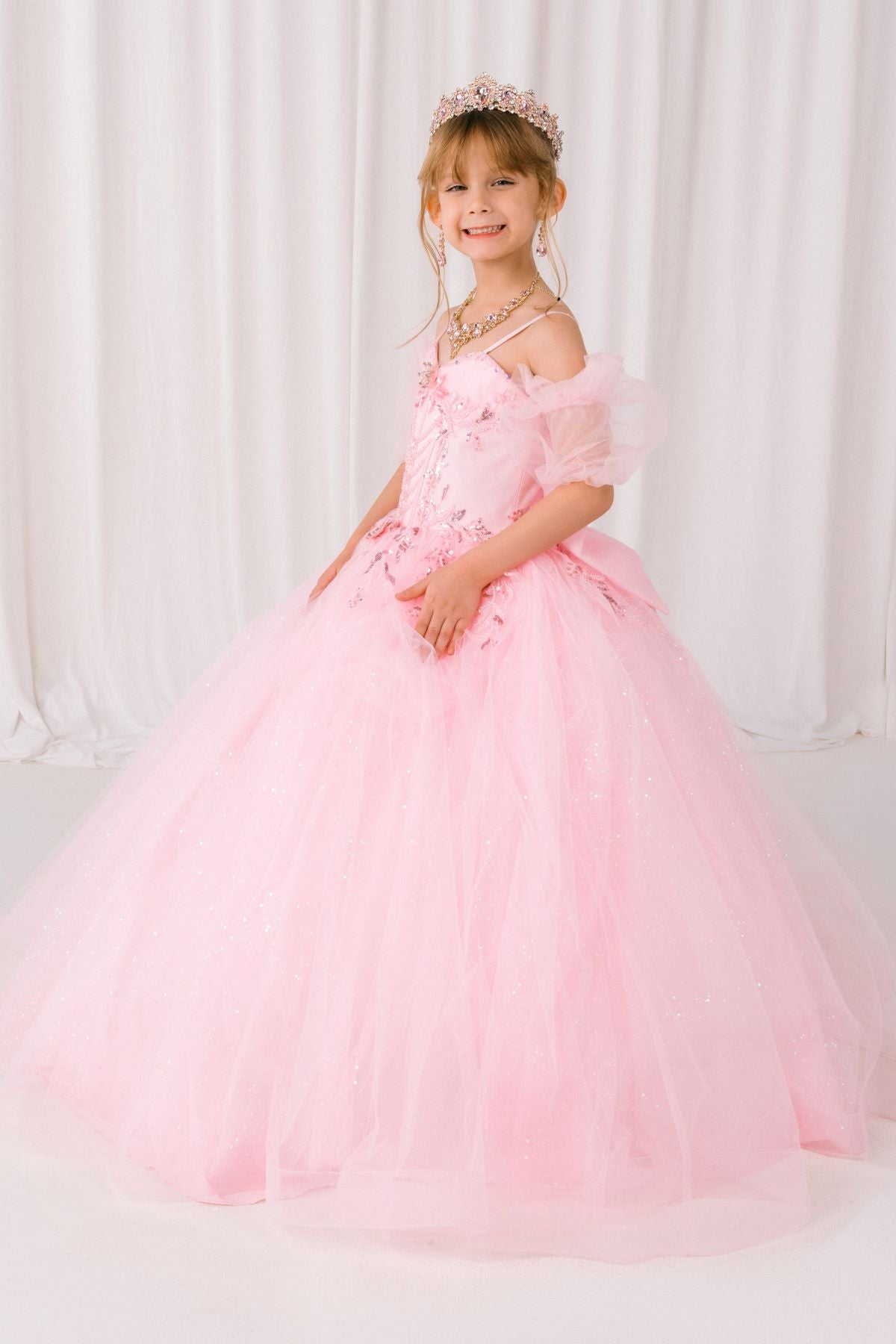 Flower Girl Dresses Applique Lace Beaded Floral Flower Girl Dress Pink
