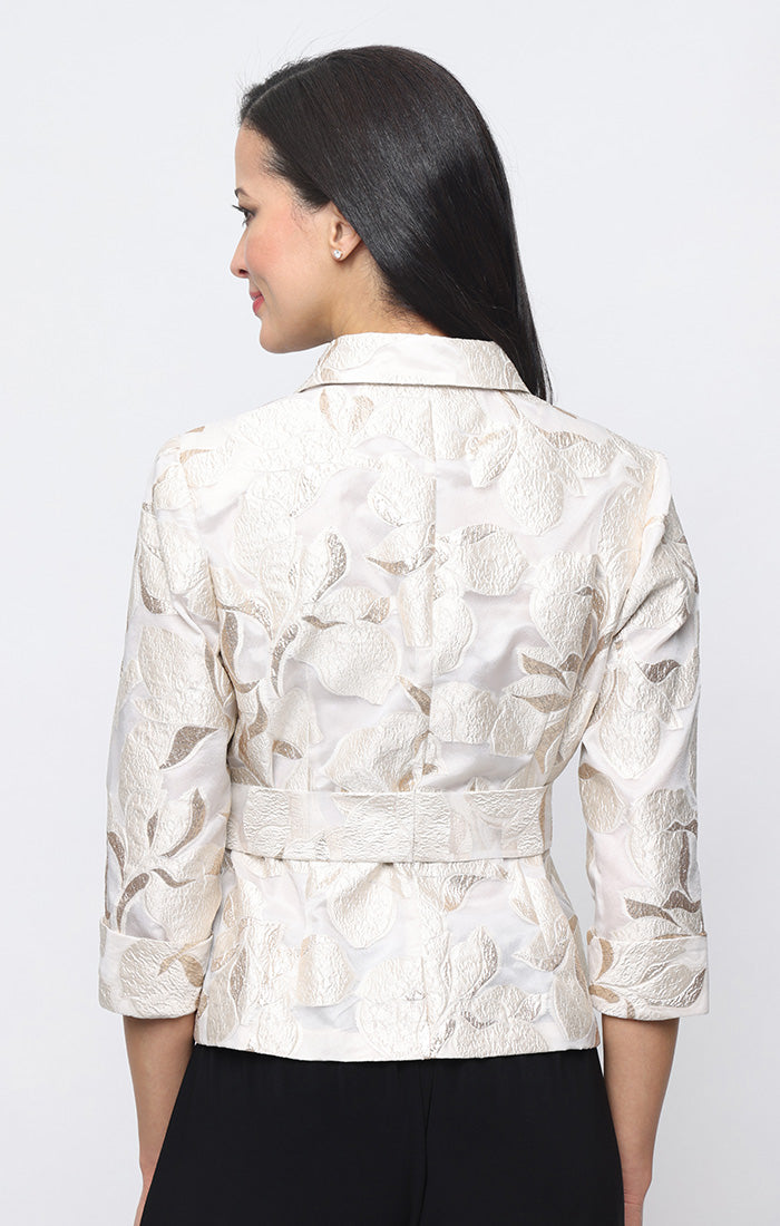 Jewel Knee-Length Satin Formal Fit & Flare Jacket Top Alex Evenings 8381202