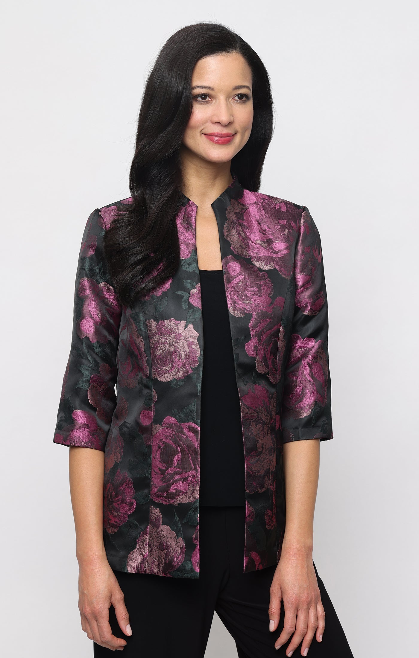 Crew/High-Neck Midi Satin Formal Sheath/Column Jacket Alex Evenings 8381310