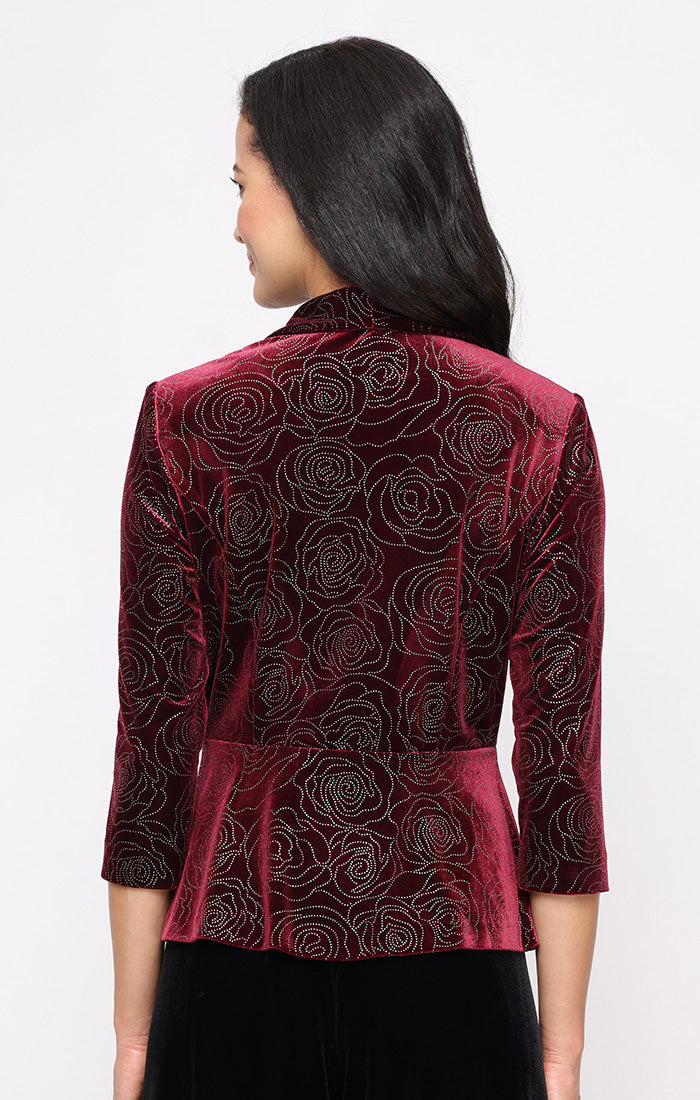 Top Evening Formal Fitted Velvet Top Wine