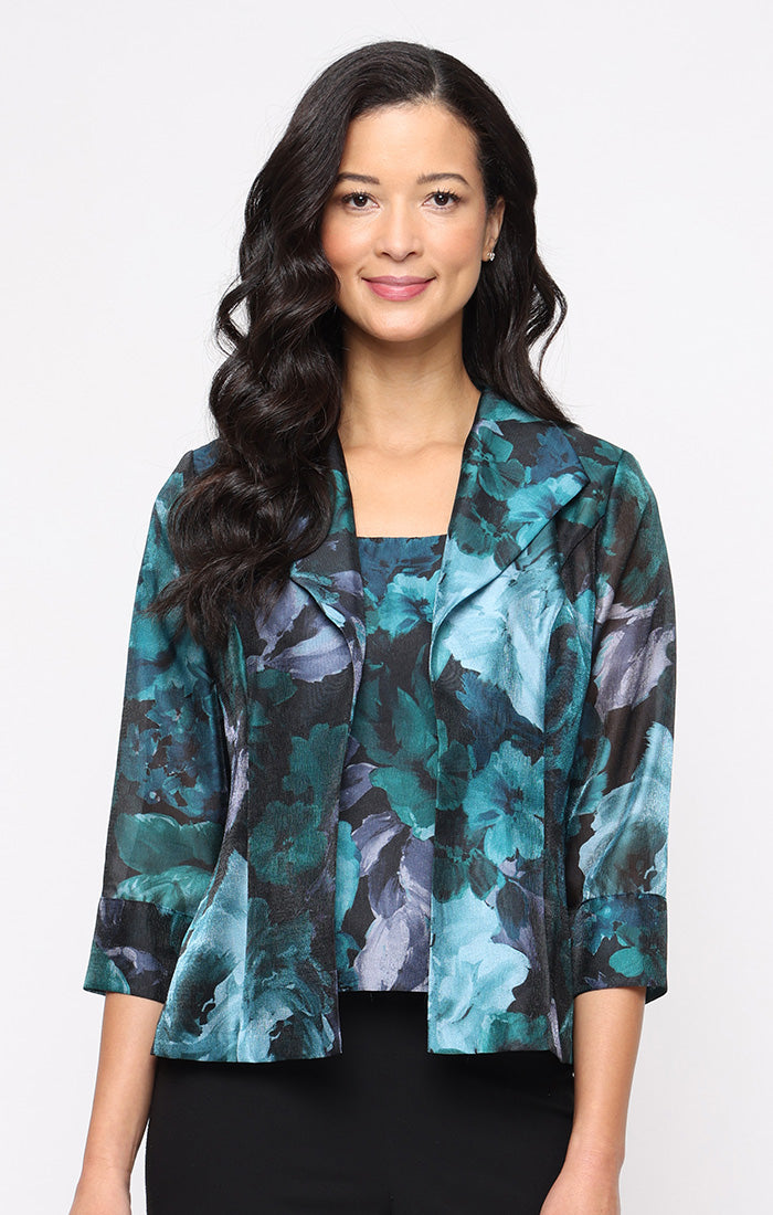 Top Print Evening Formal Top Black Emerald
