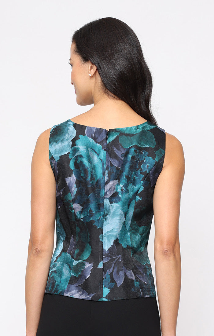 Top Print Evening Formal Top Black Emerald