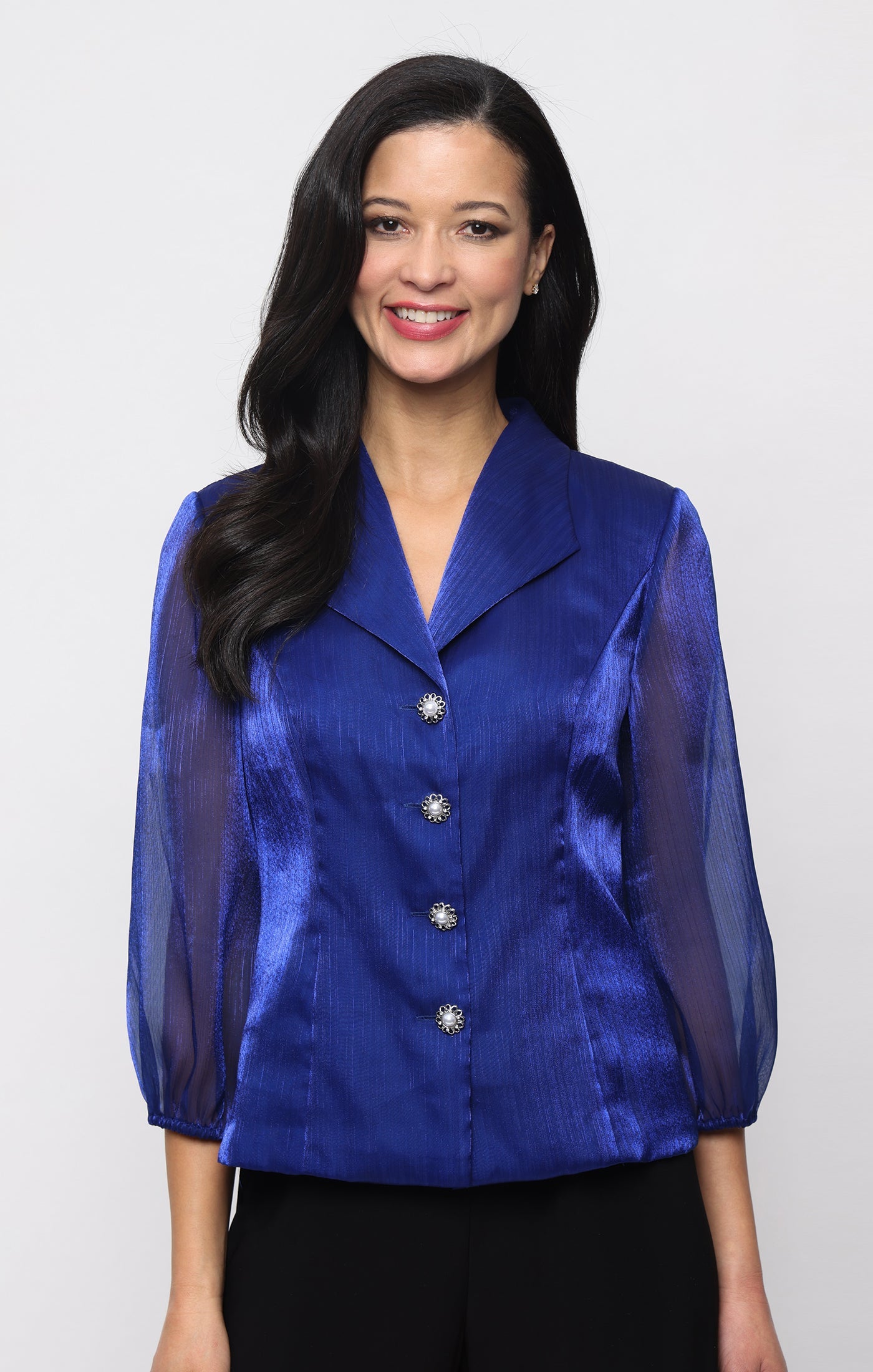 V-Neck Midi Satin Formal Fit & Flare Jacket Top Alex Evenings 8392037