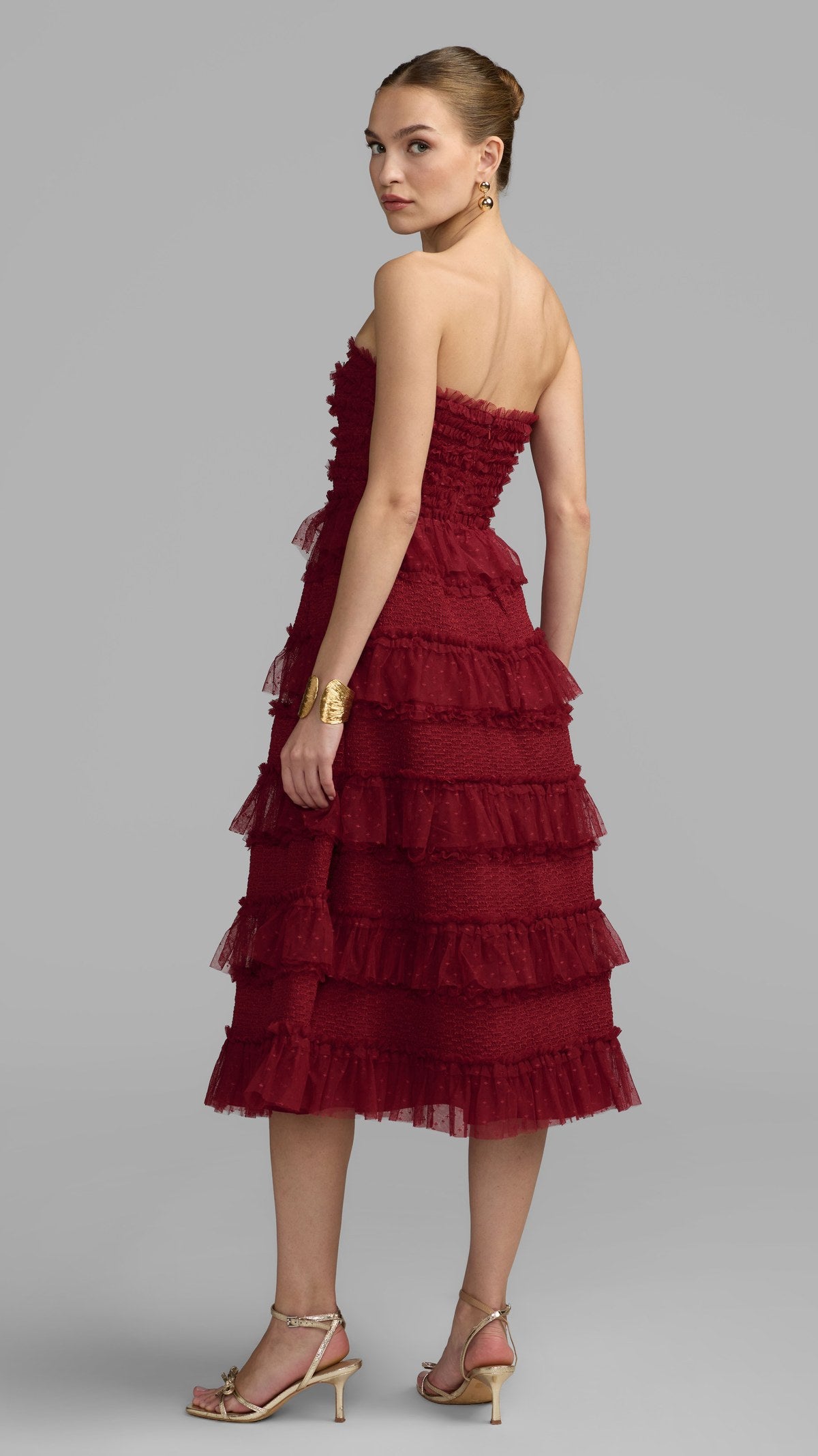Mac Duggal style 8393 in Red, back view