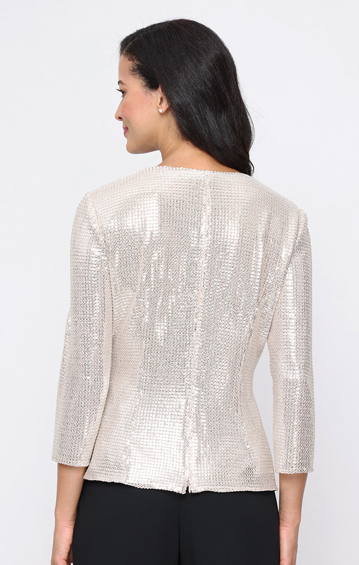 Top Fitted Formal Sequin Top Taupe