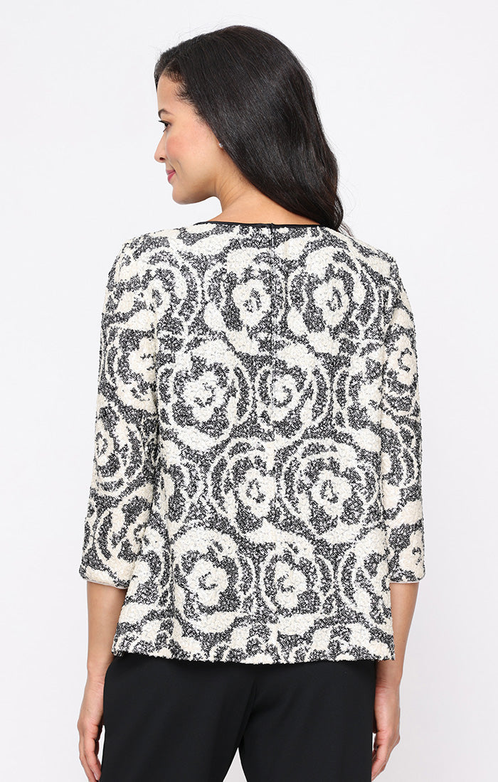 Top Evening Formal Sequin Top Black Ivory